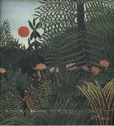 Henri Rousseau Negro Attacked by a jaguar oil painting on canvas